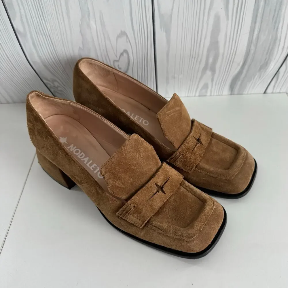 Nodaleto Square Toe Hazel Square Toe Pumps Suede Sz 39 (8.5) Italy Retail 645